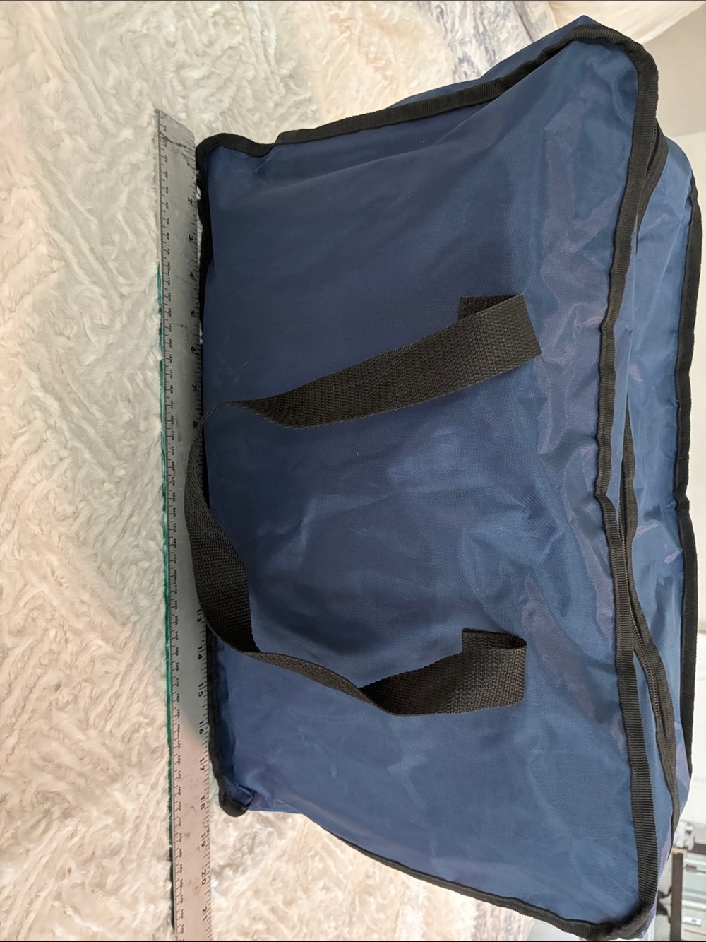 Men's Navy Blue Duffel Tote Bag with Black Handles